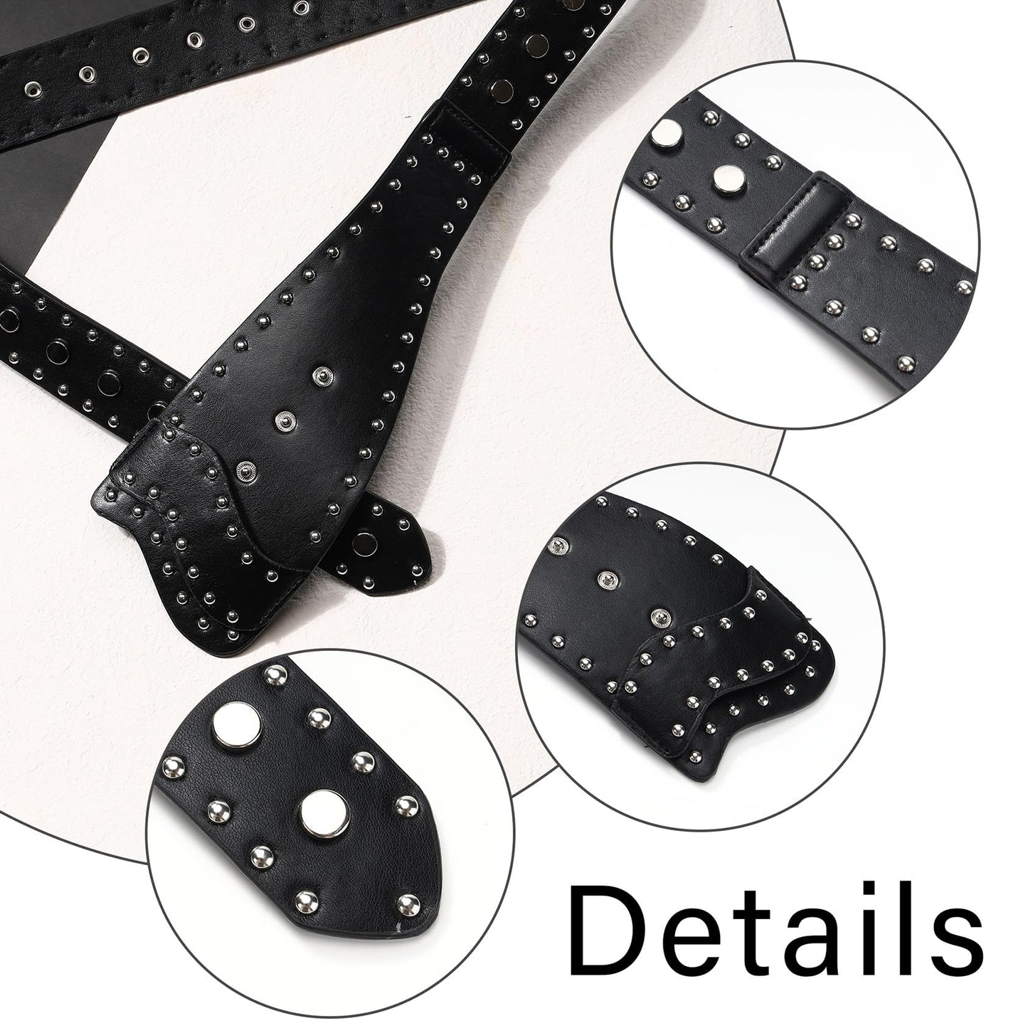 MILAKOO Punk Waist Belt for Women Black Leather Rivets Grommet Belts Y2K Rock Style Belt Renaissance Belts
