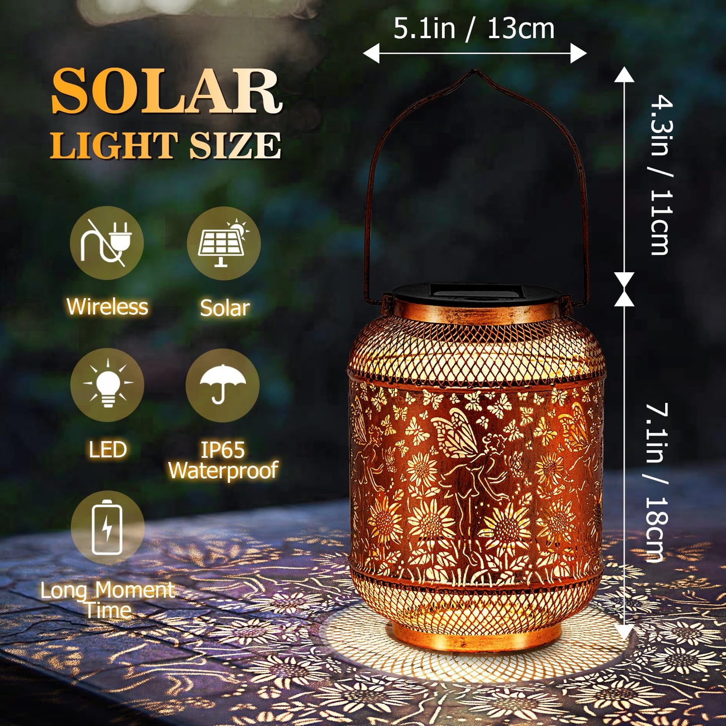 Hummingbird Solar Lantern Outdoor Waterproof Garden Decor, Christmas Gifts for Women, Mom, Metal Hanging Sunflower Solar Lights Outdoor Decoration for Yard, Patio, Tabletop, Pathway