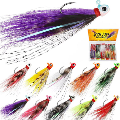 Dovesun Crappie Jigs Hand-Tied Hair Jigs 10 Colors Fishing Jigs Bucktail Crappie Jig Heads for Trout, Walleye and Panfish Fishing #4-1/16oz*40pcs