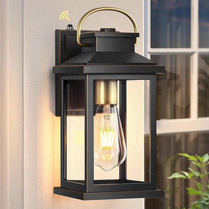 VIANIS Porch Lights Outdoor, Black Gold Accents Dusk to Dawn Exterior Garage Lighting Fixtures Wall Mount for House, Modern Outdoor Wall Sconce Lanterns Lighting for Front Porch Patio, Anti-Rust