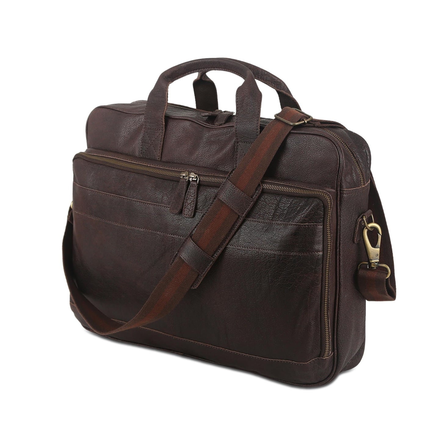 Leather briefcase 18 Inch Laptop Messenger Bags for Men and Women Best Office briefcase Satchel Bag (Brown)