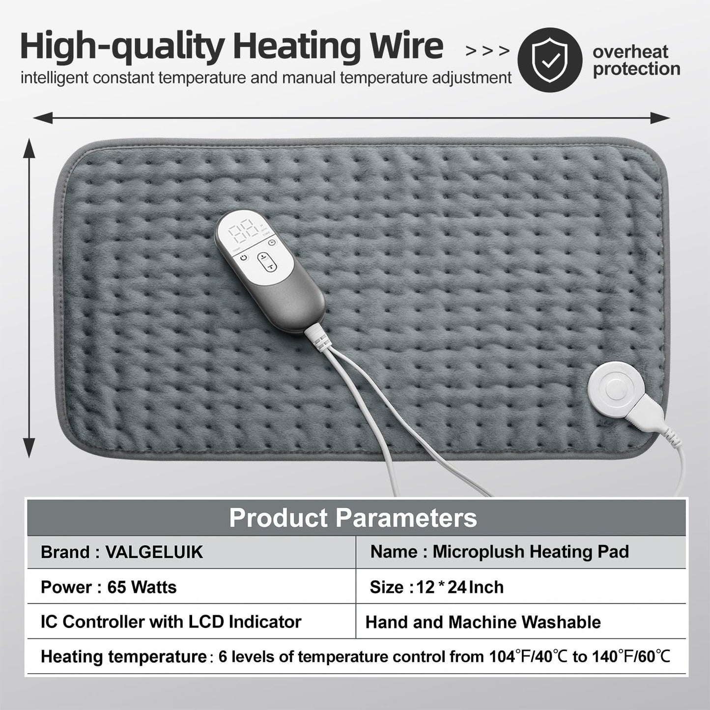 Heating pad for Back, Neck, Shoulder, Cramps and Leg Pain Relief, Heat Pads Christmas Gifts for Women, Men, Mom, Dad, Auto-Off,Machine Washable,Moist Dry Heat Options,Extra Large 12"x24"