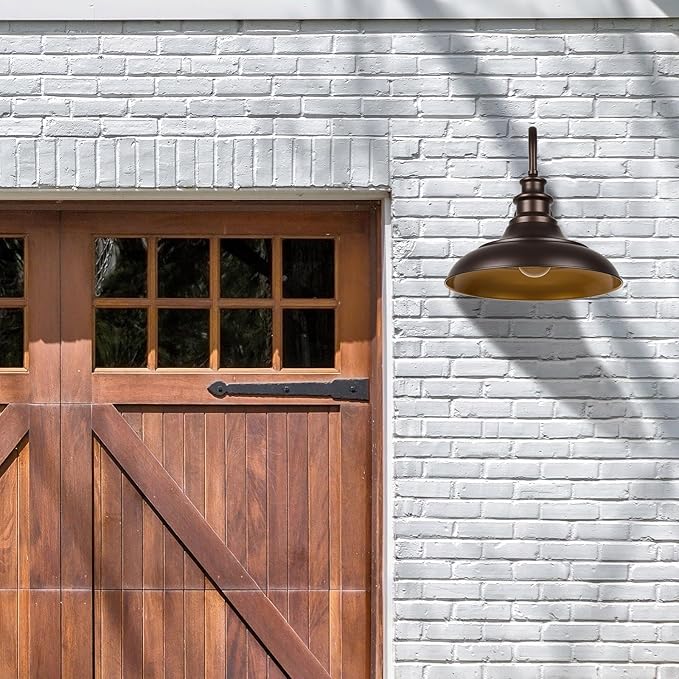 Exterior Farmhouse Gooseneck Barn Light, 3PCS Dusk to Dawn Outdoor Lighting, 16 Inch Vintage Outside Garage Lights Fixtures for Patio Frontdoor Entryway Doorway
