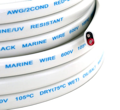 GS Power 50 Ft Duplex Marine Wire, 14 Gauge Wire, Oxygen-Free Tinned Copper 14 AWG Electrical Boat Wiring, Sheathed Copper Marine Grade Electrical Cable for Boat Automotive RV Camper Trailer
