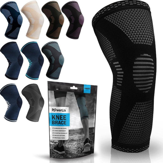 Knee Compression Sleeve - Ultimate Support for Running, Basketball & Weightlifting | Black, Large