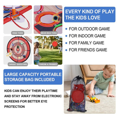 Bean Bag Toss & Ball Toss & Ring Toss,5-in-1 Outdoor Toys for Kids,Family Games for Kids and Adults,Gift for Christmas and Birthday