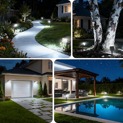 Solar Spot Lights Outdoor Waterproof IP65, [12 Pack/100 LED/4 Modes] 2-in-1 Solar Landscape Spotlights, Auto On/Off Solar Powered Flood Lights for Outside Yard Garden Pathway(Cool White)