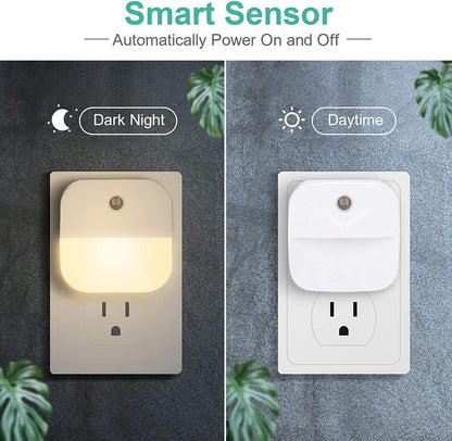 6 Pack Night Light Plug in, White LED Nightlights with Smart Dusk to Dawn Sensor, Plug into Wall Nightlights Suitable for Bedroom, Bathroom, Hallway, Kitchen, Stairs, Kids, Adults
