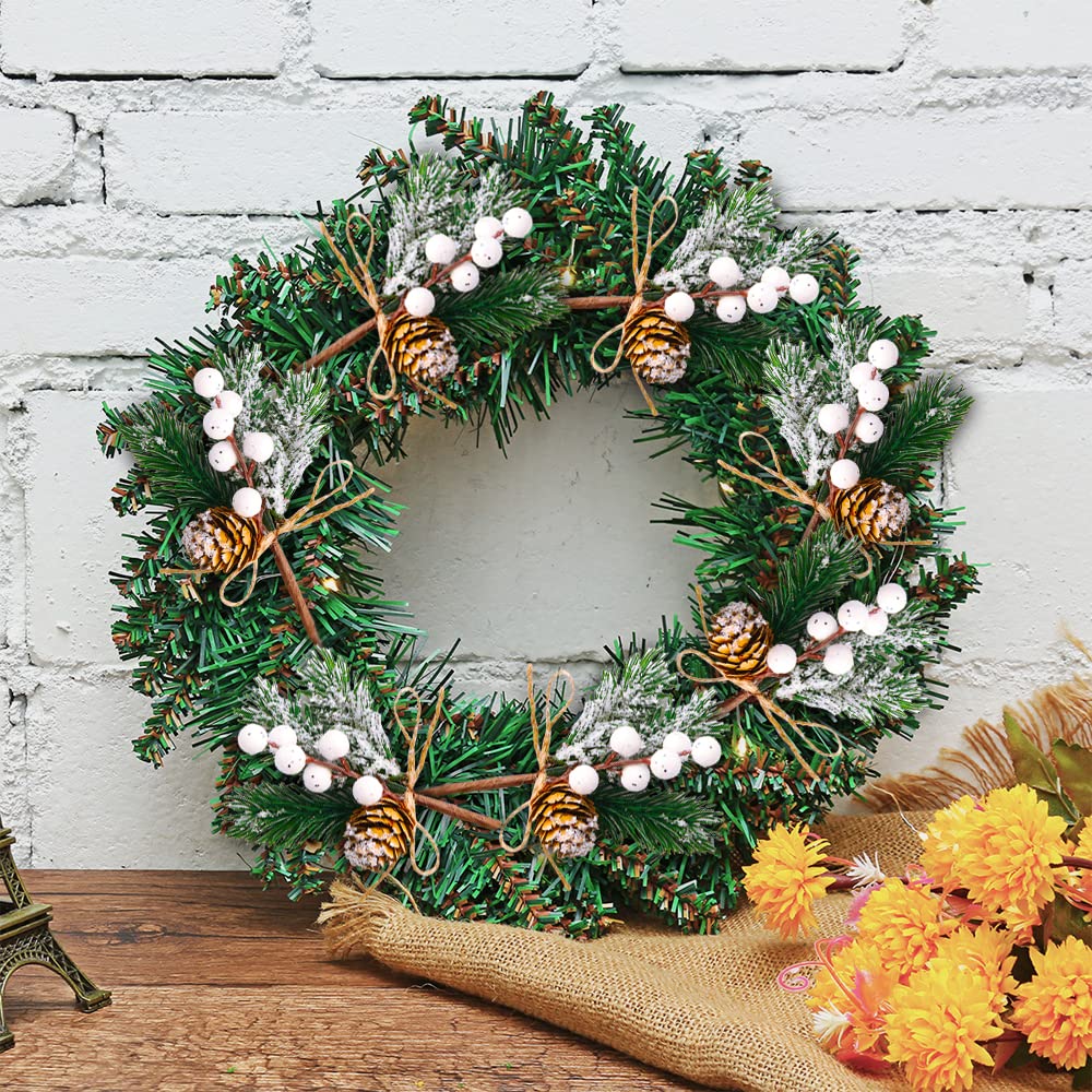 White Holly Berry Stems Pine Cones Crafts,Christmas Picks and Sprays,10 PCS