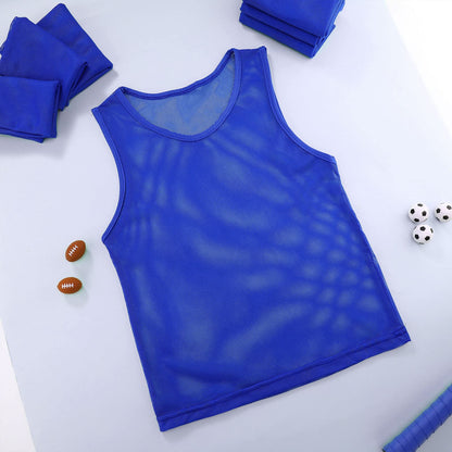 Sintege 12 Pcs Soccer Pinnies Pennies Jersey Scrimmage Vest Sports Practice Jersey Mesh Basketball Vest for Youth Adult Kids(Small,Dark Blue)