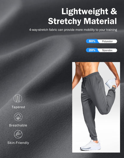 G Gradual Men's Joggers Lightweight Athletic Workout Pants with Pockets Stretch Track Running Sweatpants for Men Gym Sports,Graphite Grey,M