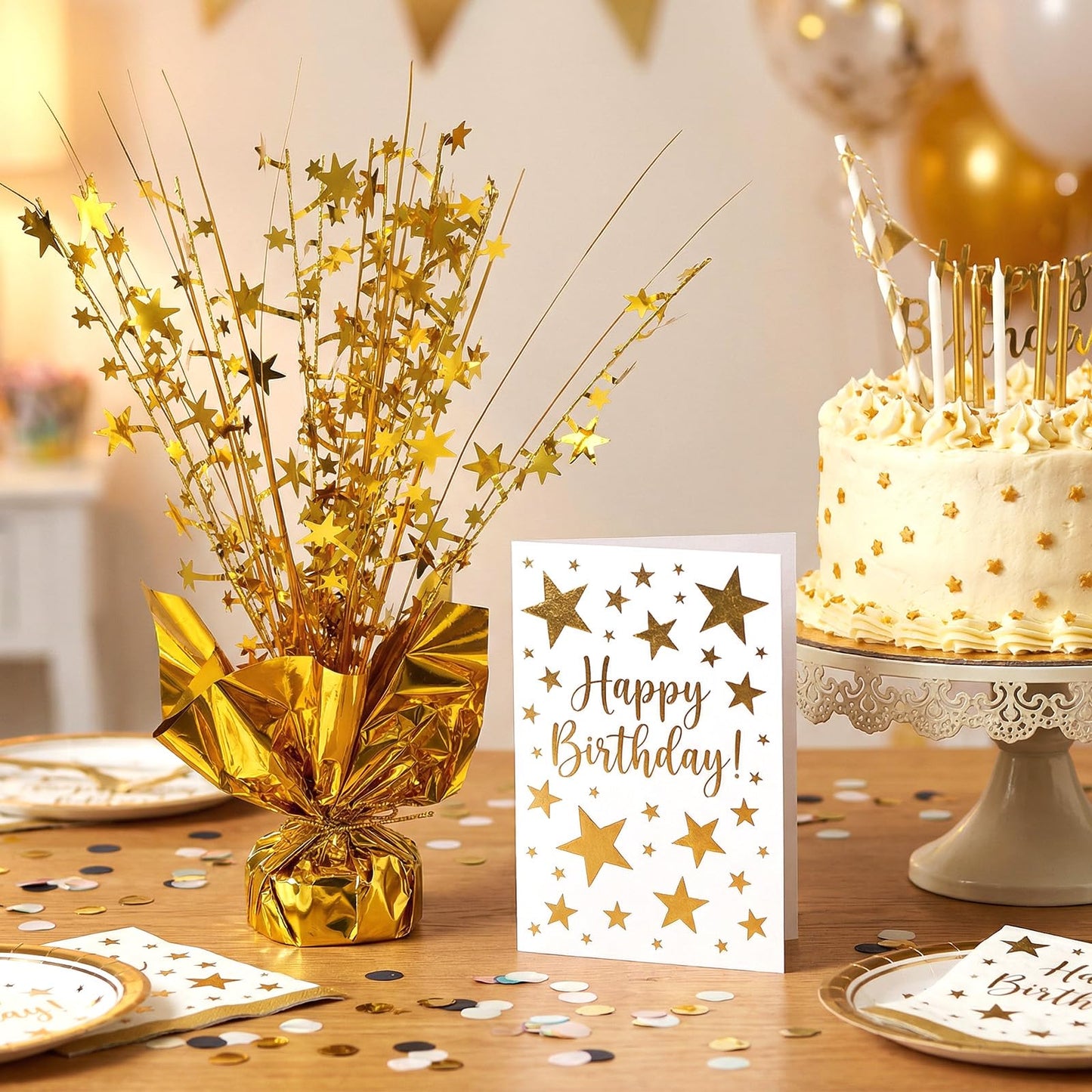 12 Pack Metallic Foil Spray Centerpiece Star Table Decoration Burst Table Centerpieces for Birthday Star Tabletop for Birthday New Years Nye Wedding Anniversary Graduation Holiday Party Supplies Decor