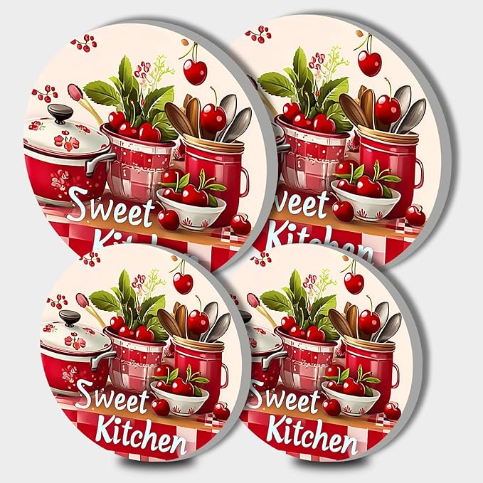 Rustic Farmhouse Electric Stove Burner Covers，4 Pack Round Stove Burner Covers，8 Inches and 10 Inches，Gas Stove Burner Covers,Metal Stove Burner Cover，Sweet Kitchen Restaurant Decorative,Kitchen Decor