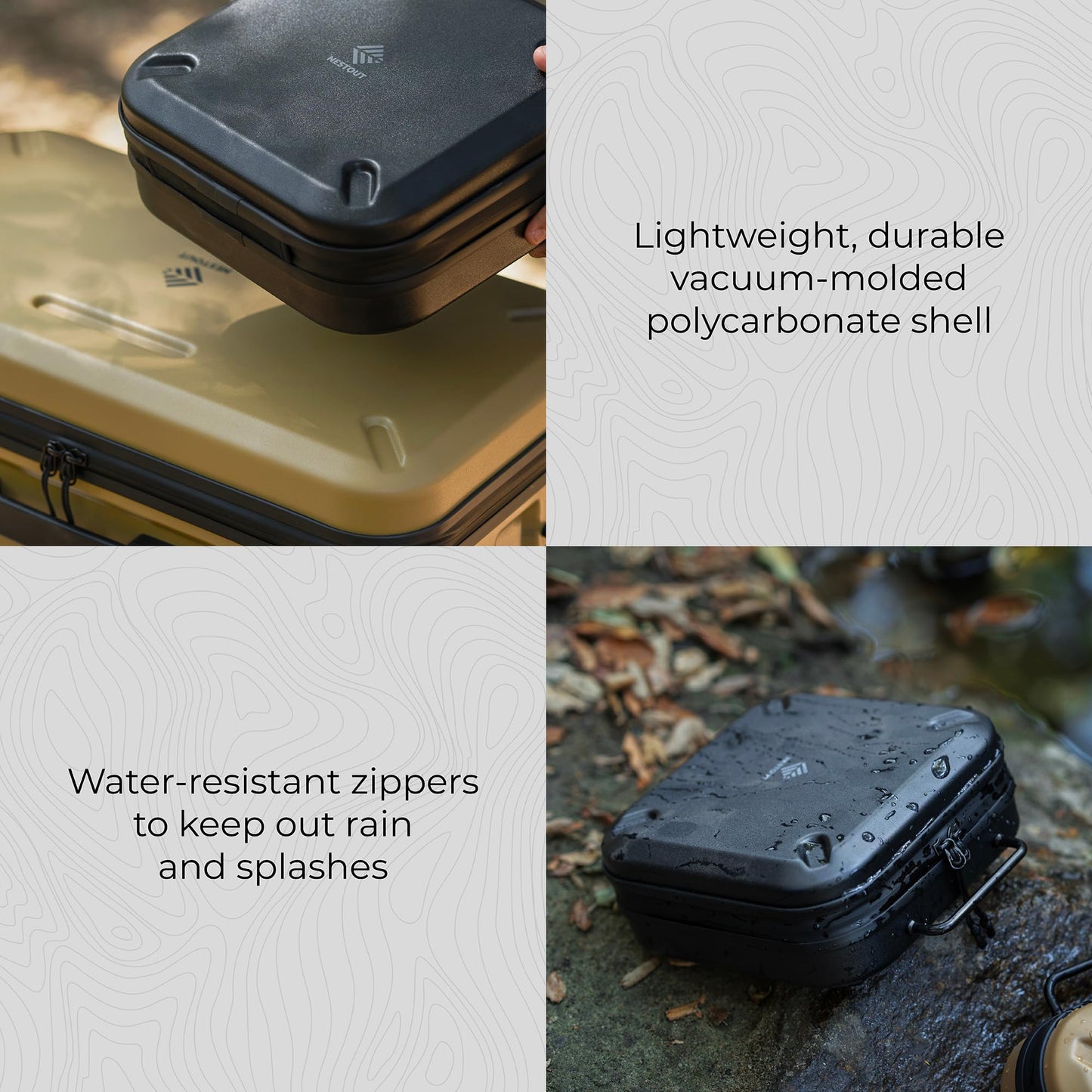 ELECOM NESTOUT Gear Storage Case, Lightweight Hard Shell, Water-Resistant, Stackable Organizer with Padded Dividers, Impact Resistant, Fits Travel Outdoor Batteries Tech Accessories (Black)