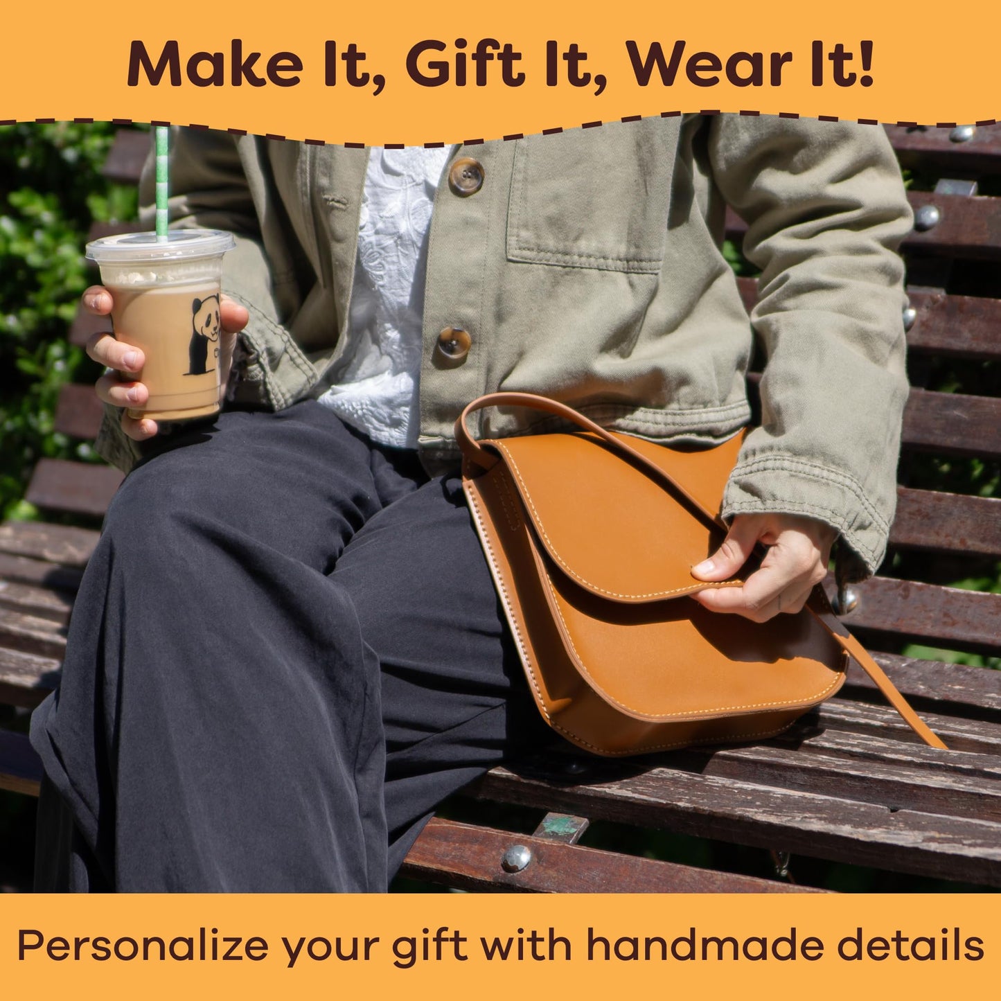 Resparked Leather Medium Tote Bag – Women’s Handbags, Shoulder Bag, Crossbody Purse, Black & Brown Leather Tote Purse for Work, Travel, DIY Crafting Kit Gift Bag