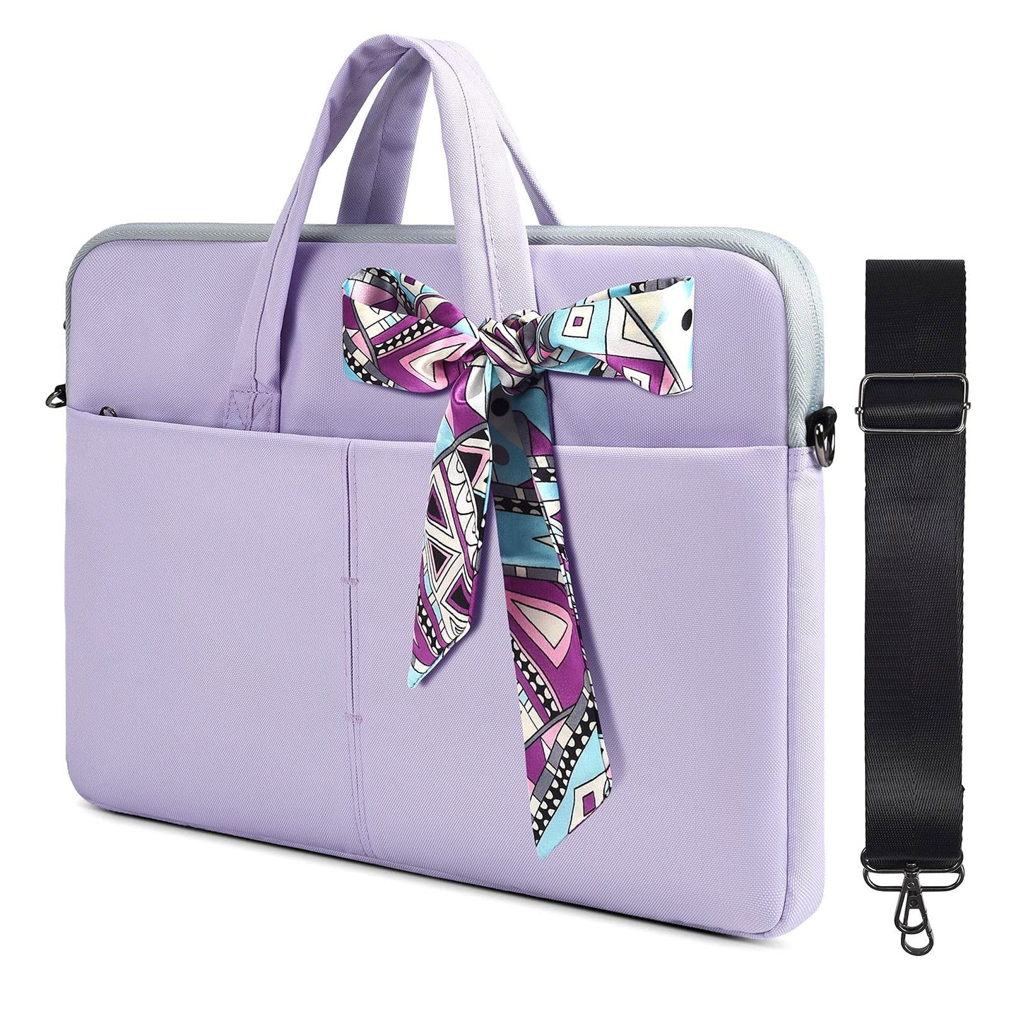 15.6 Inch Waterproof Laptop Sleeve Shoulder Bag Women Ladies Handbag Case for Acer Aspire E15/Predator, Dell Inspiron 15, HP Envy/Spectre 15.6, Lenovo IdeaPad 3 15.6, ASUS MSI GS66 15.6 Case, Purple