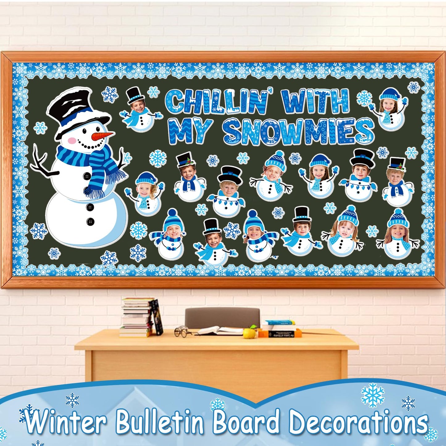 79 Pcs Winter Bulletin Board - Snowman Decorations DIY Photo Wall