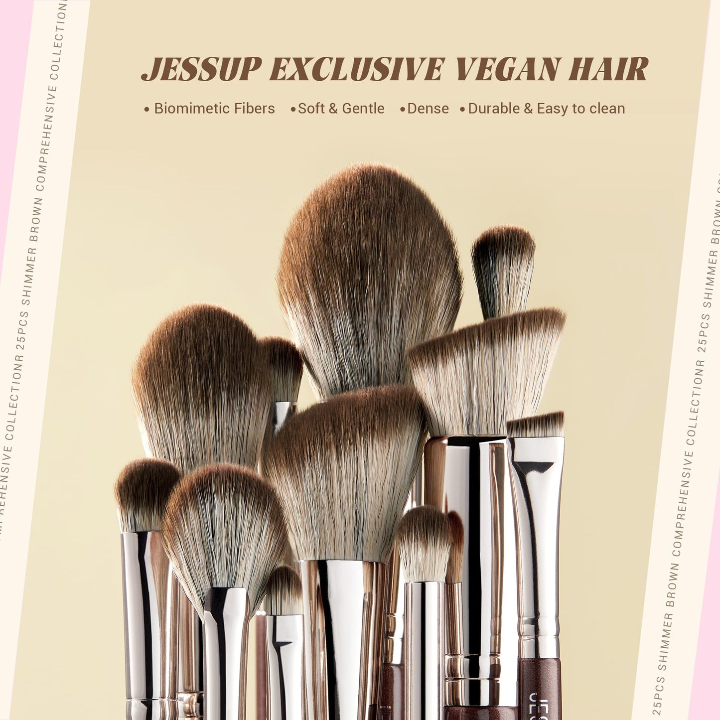 Jessup Brand 25pcs Professional Makeup Brush Set Beauty Cosmetic Foundation Powder Blusher Eyeshadow Blending Highlight Concealer Natural-Synthetic Hair Brushes Set (Pearl White/Silver)