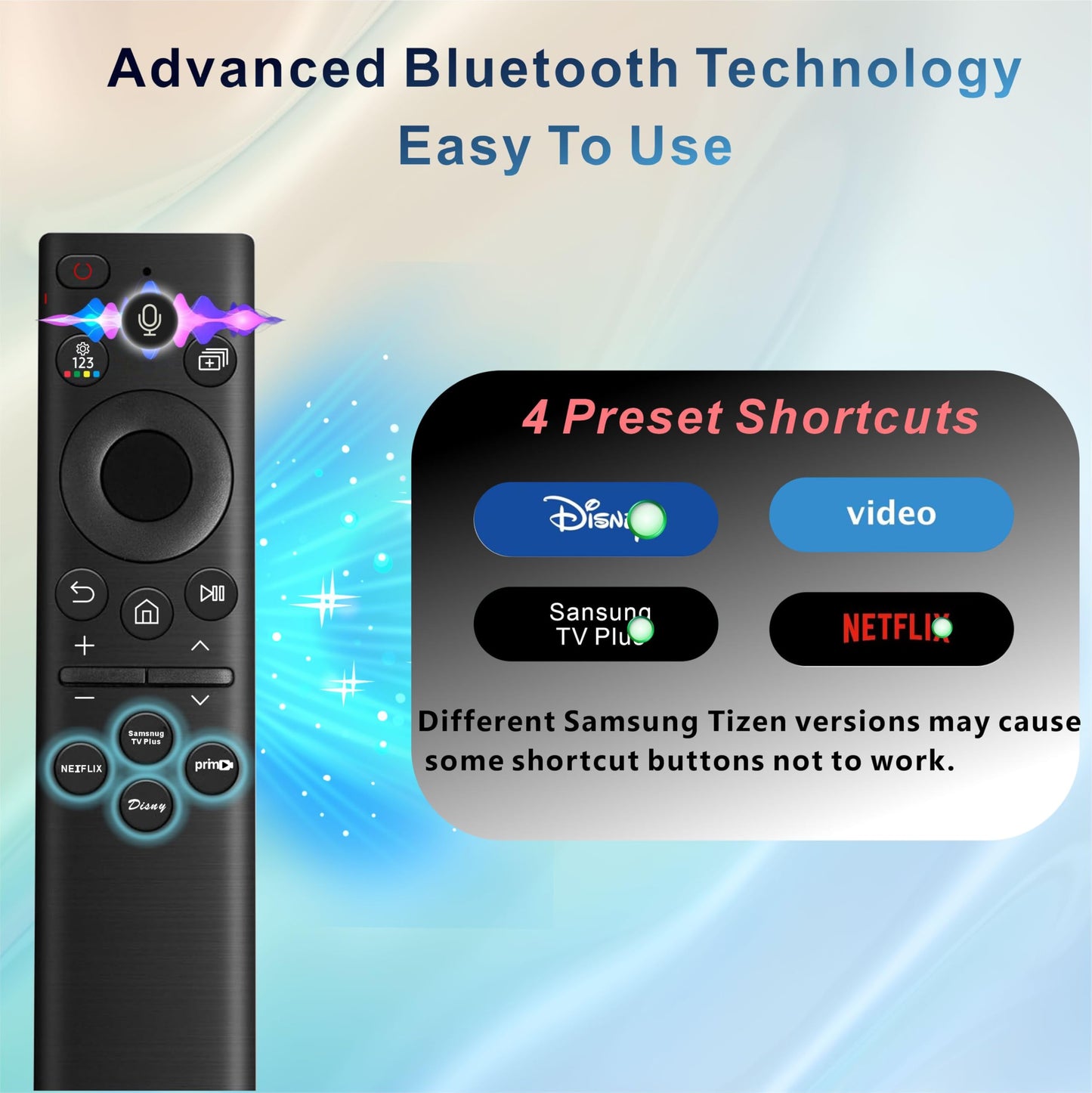 B Braince Smart Remote Compatible with Samsung Smart TV Remote Replacement 2025-2019, Voice Control remoto Samsung Smart tv, Mic, Bluetooth, Universal, Tizen OS, No Solar. 2-Year Warranty.