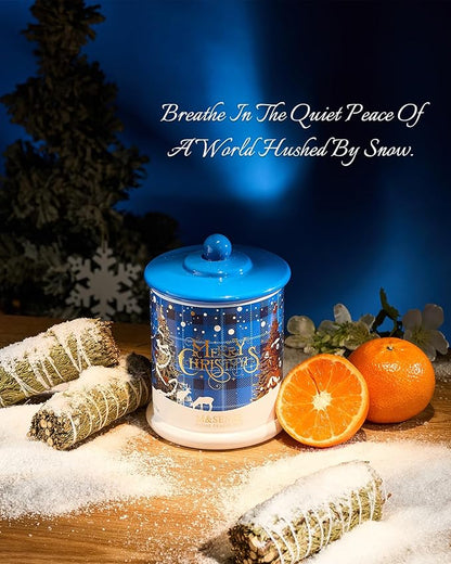 M&SENSE Christmas Candles Winter Snowflake Scented, Soy Wax 12.7oz 75 Hours Non Toxic Clean Burn, Double Wick Holiday Relaxing Aromatherapy Candle for Home, Luxury Candle Gifts for Women