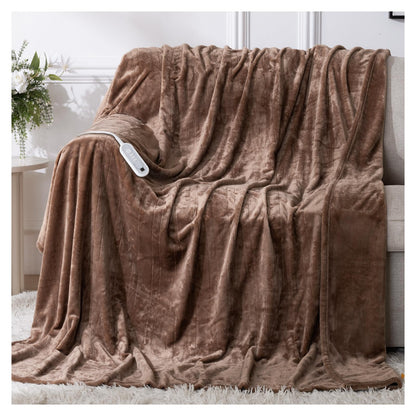 Heated Blanket Twin, Electric Blanket Soft Sherpa Flannel, 10 Hours Auto Shut-off & 8 Fast Heating Levels, Machine Washable ETL Certified, Heating Blanket for Bed & Sofa (62x84 inches, Gray)