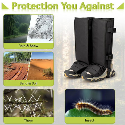 ENPOINT Snake Gaiters - Snake Guards for Legs Men & Women, Black Shoe Gaiters for Hiking, Camping, Fishing, Farm Working, Hunting Equipment, Hunting Gear for Men & Women