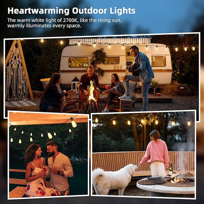 FOOMAN LED Outdoor String Lights, 240FT Outside Waterproof Patio Lights with 120+4 Shatterproof ST38 Edison Bulbs, 2700K Warm White Hanging Light, Dimmable Light for Backyard Garden Bistro Party Cafe