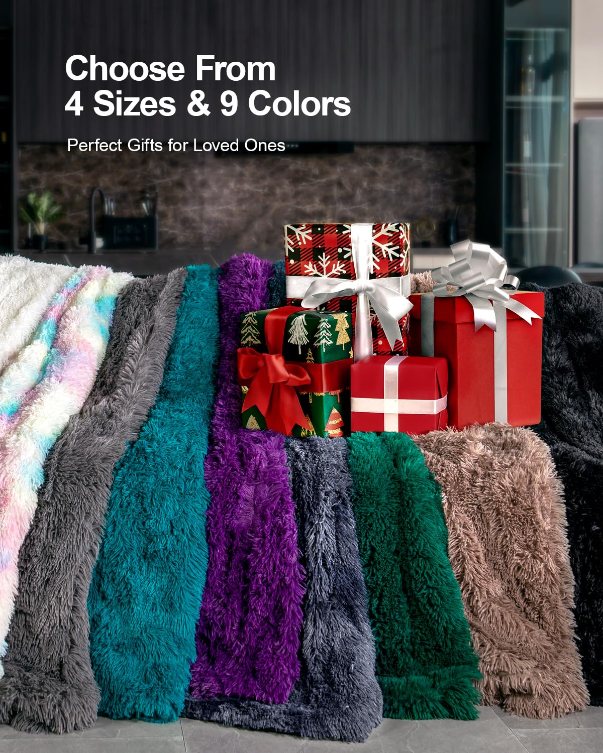 Pawque Faux Fur Blankets Twin Size 60x80 Inches, Soft Fuzzy Fluffy Blanket, Warm Thick Sherpa Long Hair Shag Reversible Lightweight Cozy Throw for Bedroom Sofa Couch, Purple