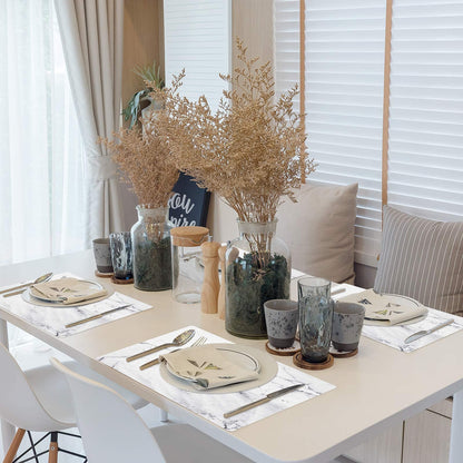 Menghao 6 PCS Waterproof Placemats Environmental Materials Multiple Styles Easy Clean for Kids Educational Learning Kitchen Dinner Party((Marble)