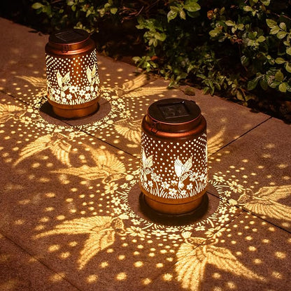 Hummingbird Birthday Gifts for Women Mom Grandma Solar Lanterns Outdoor Waterproof Garden Decor Metal Hanging LED Decorative Light for Patio Yard Lawn Backyard Front Porch Gardening Gifts