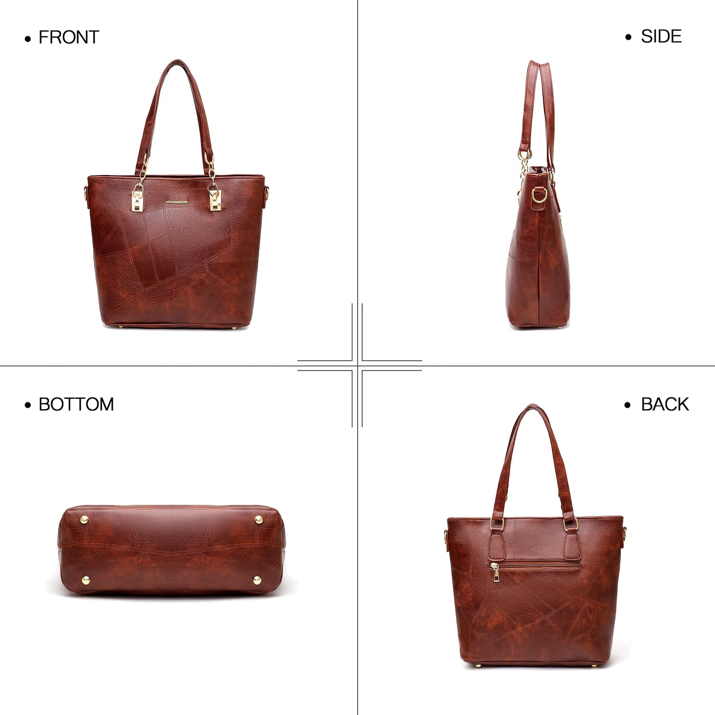 2E-youth Women Designer Purses And Handbags Set Satchel Shoulder Bags Tote Bags 6pcs Wallets (brown)