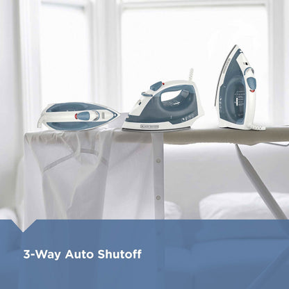 BLACK+DECKER Easy Steam Compact Iron for Clothes, Automatic Shutoff, Nonstick Plate, Light Weight, 1200 Watts