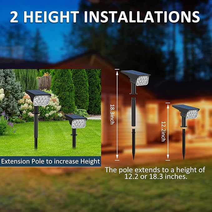 T-SUNUS Solar Color Landscape Spotlights Outdoor Christmas, IP65 Waterproof RGB Spot Light 2 Pack Auto Dusk to Dawn Landscaping Wall Lights for Tree Yard Garden Driveway Porch Walkway Pond Halloween