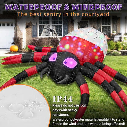 12FT Halloween Inflatable Scary Spider Decorations Outdoor,Halloween Blow Up Yard Decorations Built-in Rotating LED Lights,Party Decorations,Haunted House Decor,for Garden,Lawn.