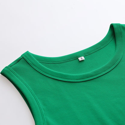 ANRABESS Womens Sleeveless High Neck Tank Tops Fashion Summer Casual Basic Slim Fit Ribbed Racerback Top Shirt Clothes Green-S