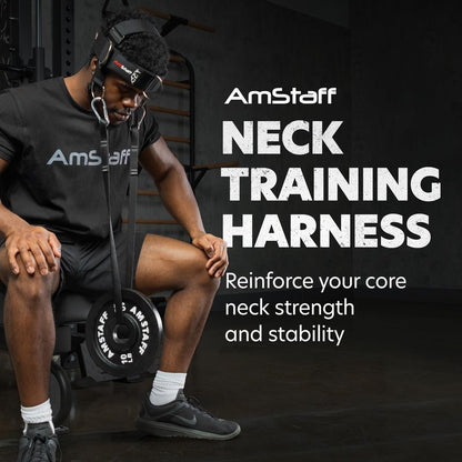 AmStaff Fitness Neck Harness for Weight Lifting – Adjustable Head & Chin Strap for Neck Strength, Muscle Building, Workout Training & Injury Recovery Support