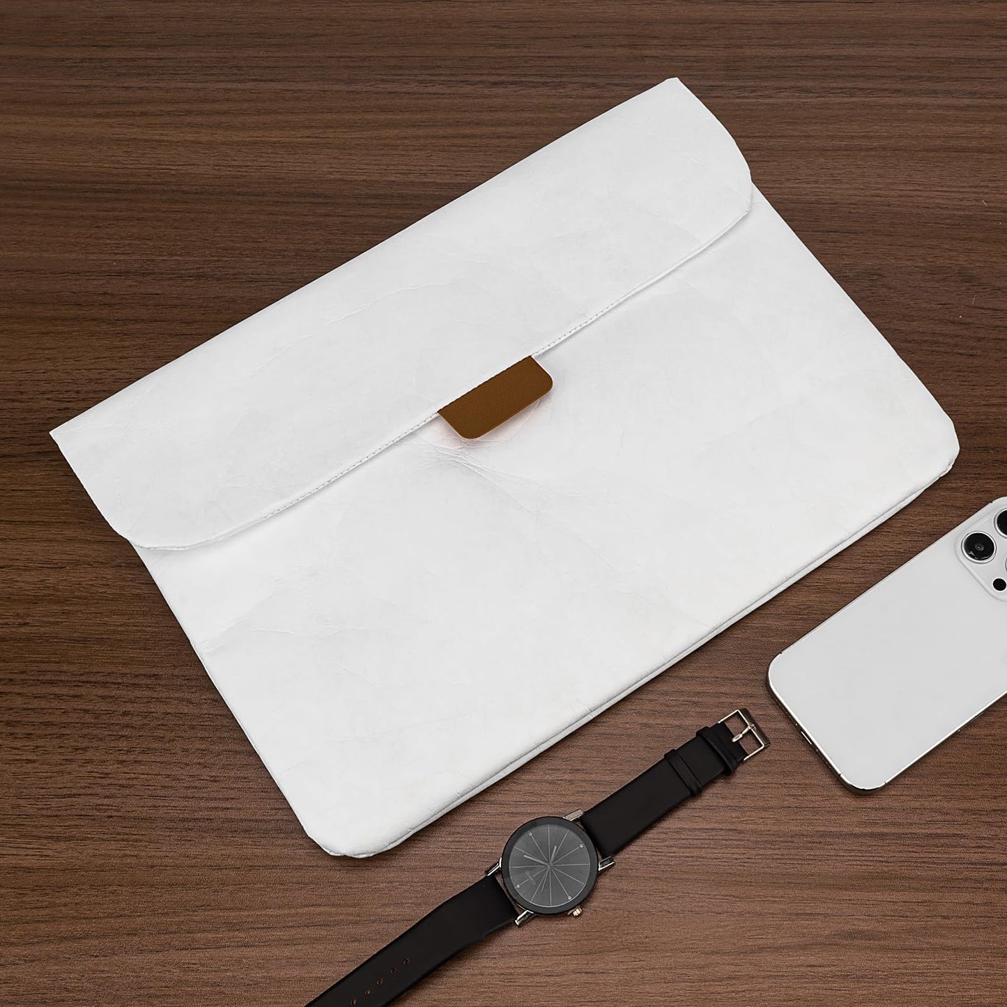 HannaFires Retro Paper Clutch Bag - Portable Tablet & Document Sleeve with Water Repellent Liner for Work, School & Gift (White)