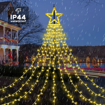 Christmas String Lights Outdoor Decoration 317 LED Star Fairy String Lights 8 Modes & Waterproof for Party Wedding Patio Yard New Year Holiday Indoor Outdoor - Warm White