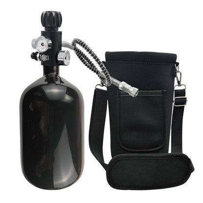 Orctac DOT 68ci PCP air Tank System,4500psi Black Carbon Fiber Paintball Tank,HPA Tank Paintball air Tank pcp Tank with 5/8-18UNF Thread Dual Gauge Valve and Tank Handbag