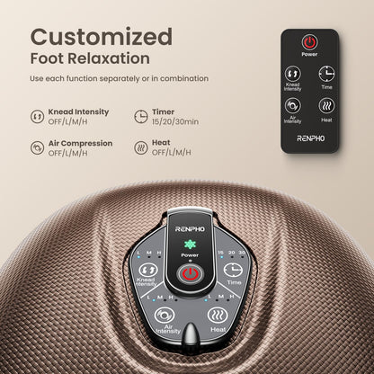 RENPHO Foot Massager Machine with Heat [2026 Upgraded], Shiatsu Foot Massager for Plantar Fasciitis, Birthday Gifts for Women Mom Men Dad, Wireless Control, 2026 New Upgraded, Up to US 12
