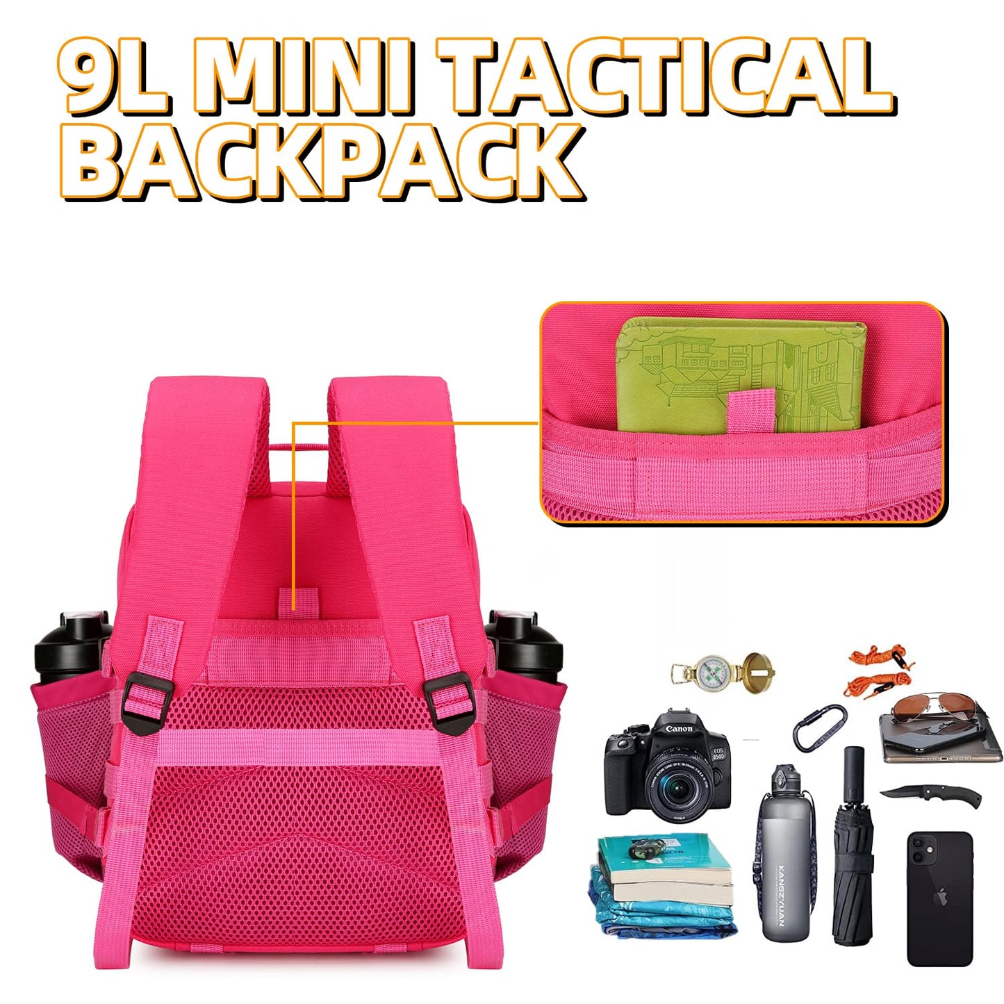 HongXingHai 9L Mini Tactical Backpack for Men and Women Tactical Backpack Small for Hiking Small Tactical Bag Fitness Pack