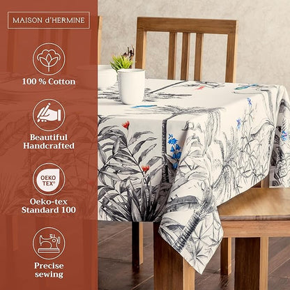 Maison d' Hermine Table Cloth Rectangle Table 100% Cotton 70 x 120 Inches Fall Tablecloth Reusable Everyday Use for Thanksgiving Christmas Decorations Dining Farmhouse Party (Amazonia)