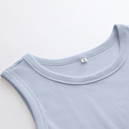 ANRABESS Womens Sleeveless High Neck Tank Tops Fashion Summer Casual Basic Slim Fit Ribbed Racerback Top Shirt Clothes Baby Blue-S