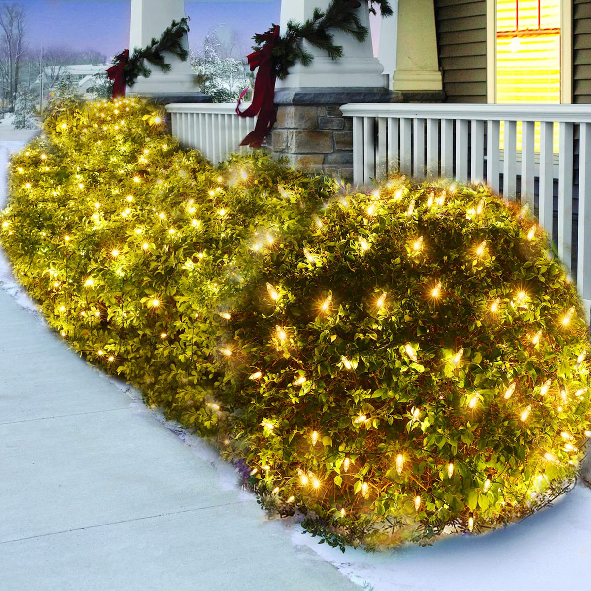 Efunly LED Christmas Net Lights for Bushes Outdoor,100 LED 5ftx5ft Waterproof 8 Modes Connectable Mesh Lights for Bushes,Garden,Yard,Trunk,Outdoor Christmas Decorations