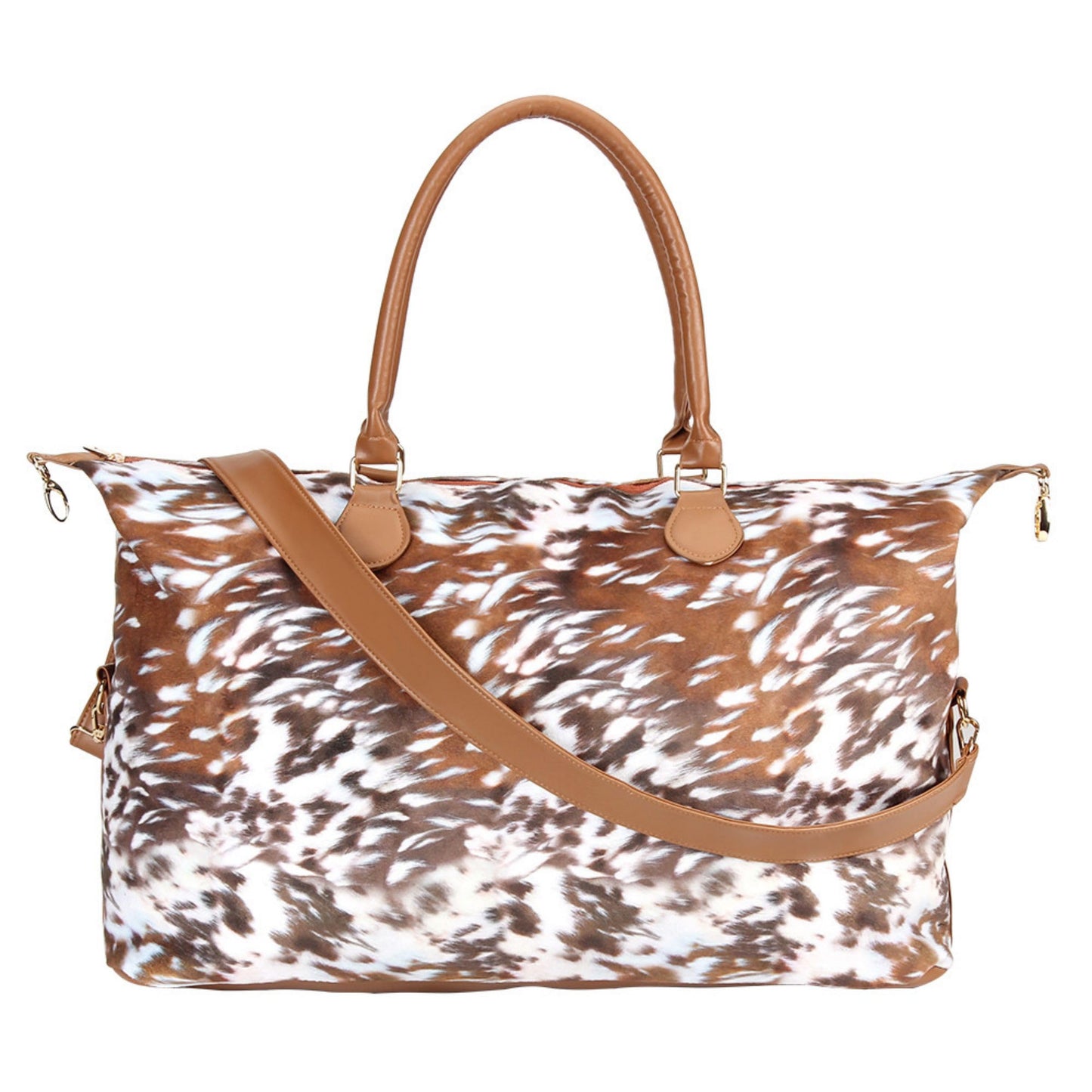 Brindle Cow Print Weekender Bag Duffle Bag For Women Large Travel Tote Bag Overnight Weekend Bags With Shoulder Strap