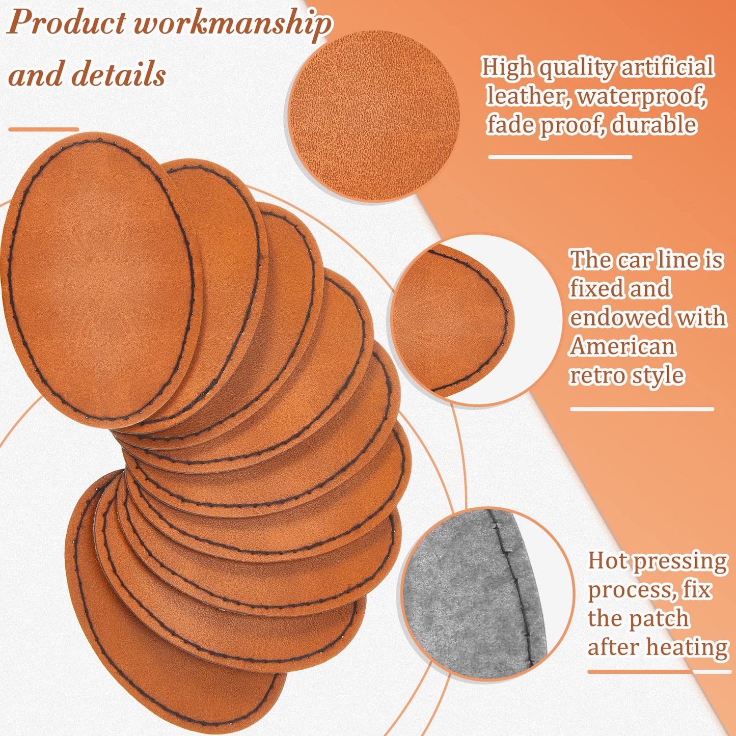 60 Pcs Blank Leatherette Hat Patches with Adhesive Oval Leatherette Rectangle Patch Faux Leather Patches for Hats Custom Fabric Repair Sew Laser Supplies, 3 x 2 Inches (Khaki)