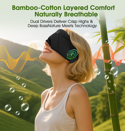 Sleep Mask with Headphones Bluetooth 5.4, LC-dolida Wireless Music Eye Mask for Sleeping Headphones with Soft Bamboo Cotton Cooling Breathable,Ultra-Thin Stereo Speaker for Side Sleepers