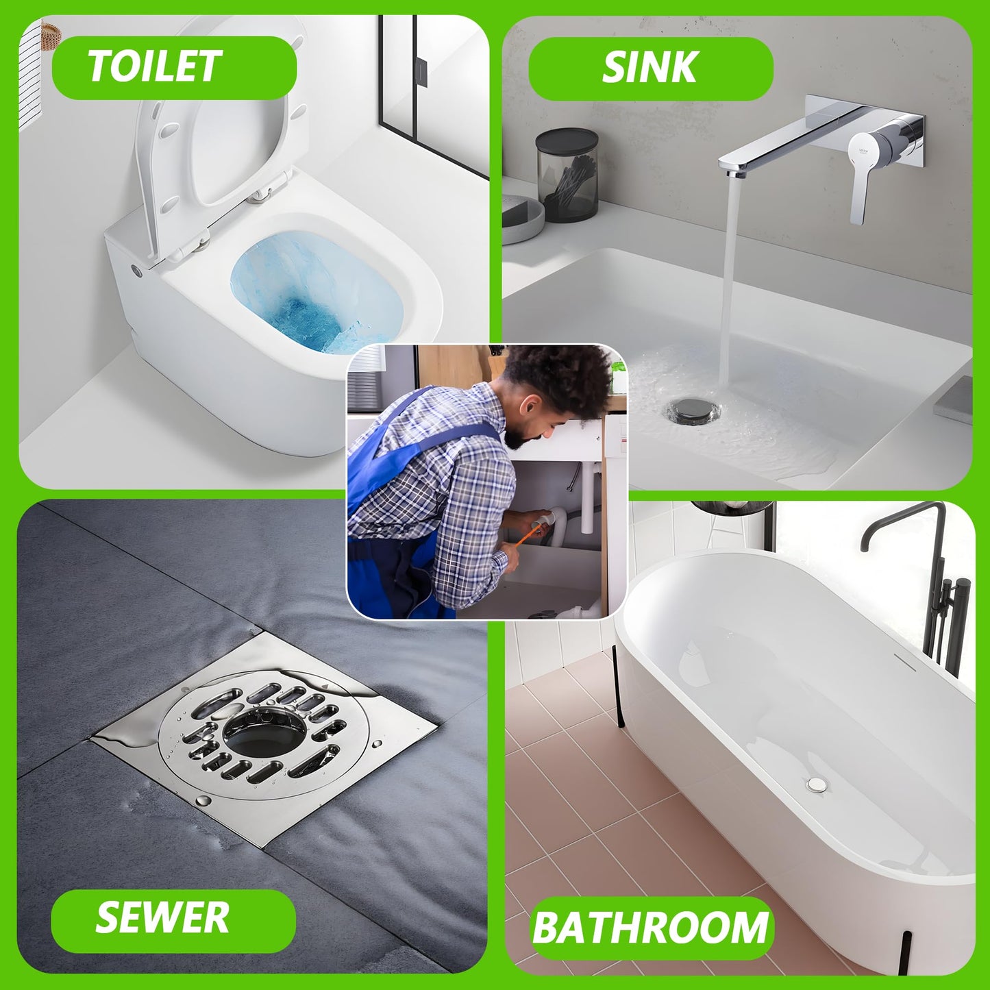 Beatifoyo Drain Snake, Drain Clog Remover,Hair snake Tool Opener, sink snake for Sewer Kitchen Sink Bathroom Tub Toilet Clogged Drains Relief Cleaning Tool(1pc 25 Inch +1pc 20inch)