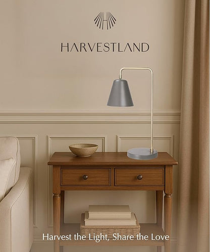 HarvestLand Steady Brass Desk Lamp – Industrial Table Lamp with Solid Base, Lamp for nightstand, Desk Lamp Home Office and Bedside Table Lamp, Modern Reading Lamp