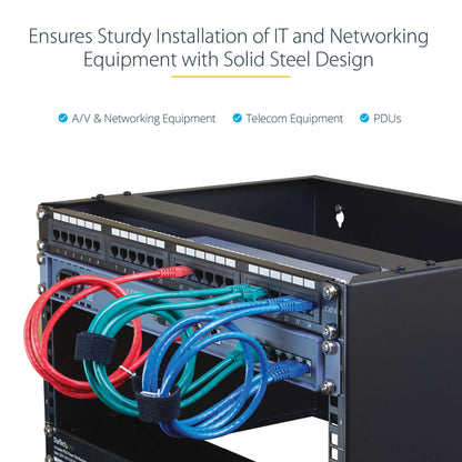 StarTech.com 6U Wall Mount Network Rack - 14 Inch Deep (Low Profile) - 19" Patch Panel Bracket for Shallow Server and IT Equipment, Network Switches - 44lbs/20kg Weight Capacity, Black (WALLMOUNT6)